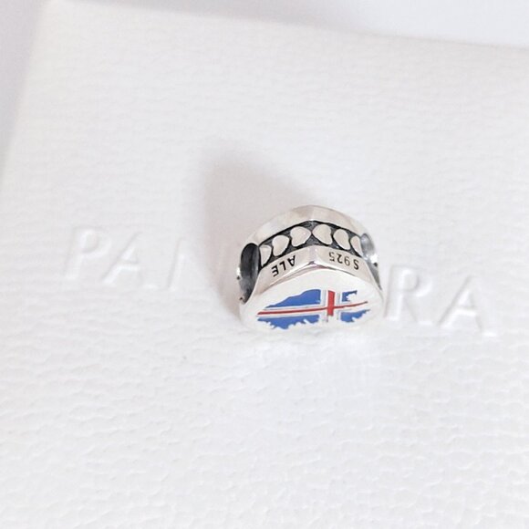 Pandora Iceland Flag Map Heart Charm Bead S925 Silver with box - Picture 5 of 8
